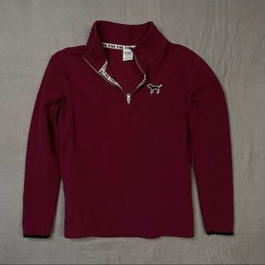 Pink Victoria’s Secret 1/4 Zip Pullover Sweater Dog Logo Women’s Size Medium